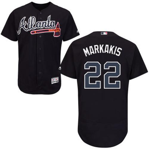 Braves #22 Nick Markakis Navy Blue Flexbase Authentic Collection Stitched MLB Jersey